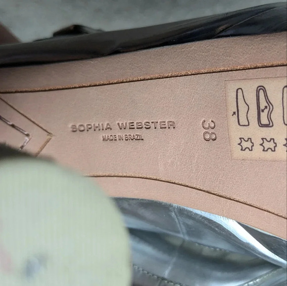 Sophia Webster Silver Heels with Chevron Block Heel - Picture 12 of 13